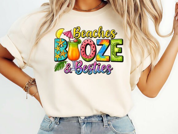 Beaches Booze Besties Summer T-Shirt