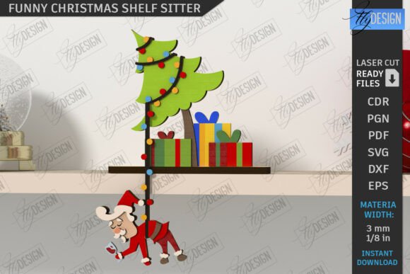 Funny Christmas Shelf Sitter Laser Cut Review for Real Embroidery Projects