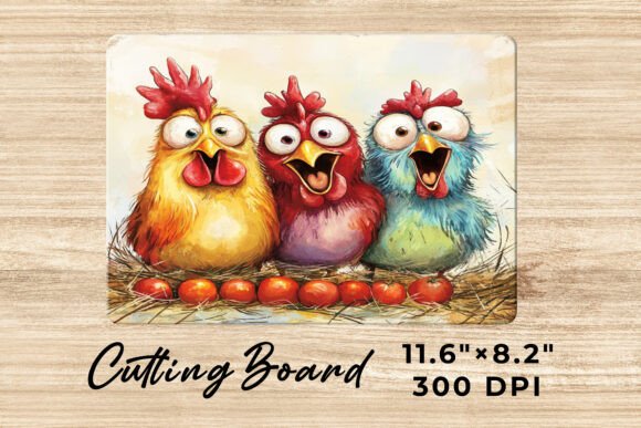Funny Rooster Cutting Board Png