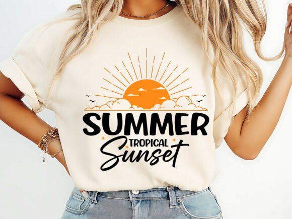 Summer Tropical Sunset Graphic T-Shirt Design Review